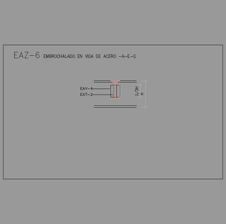 Bloque Autocad Embrochalado en viga de acero
